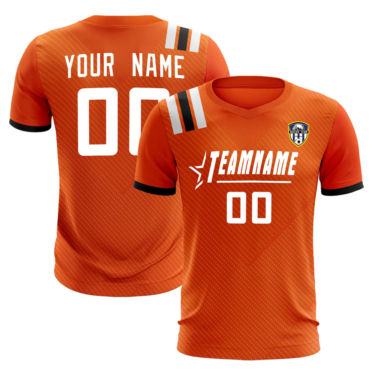 Custom Orange Striped Sportswear Football Kit Jersey For Adults