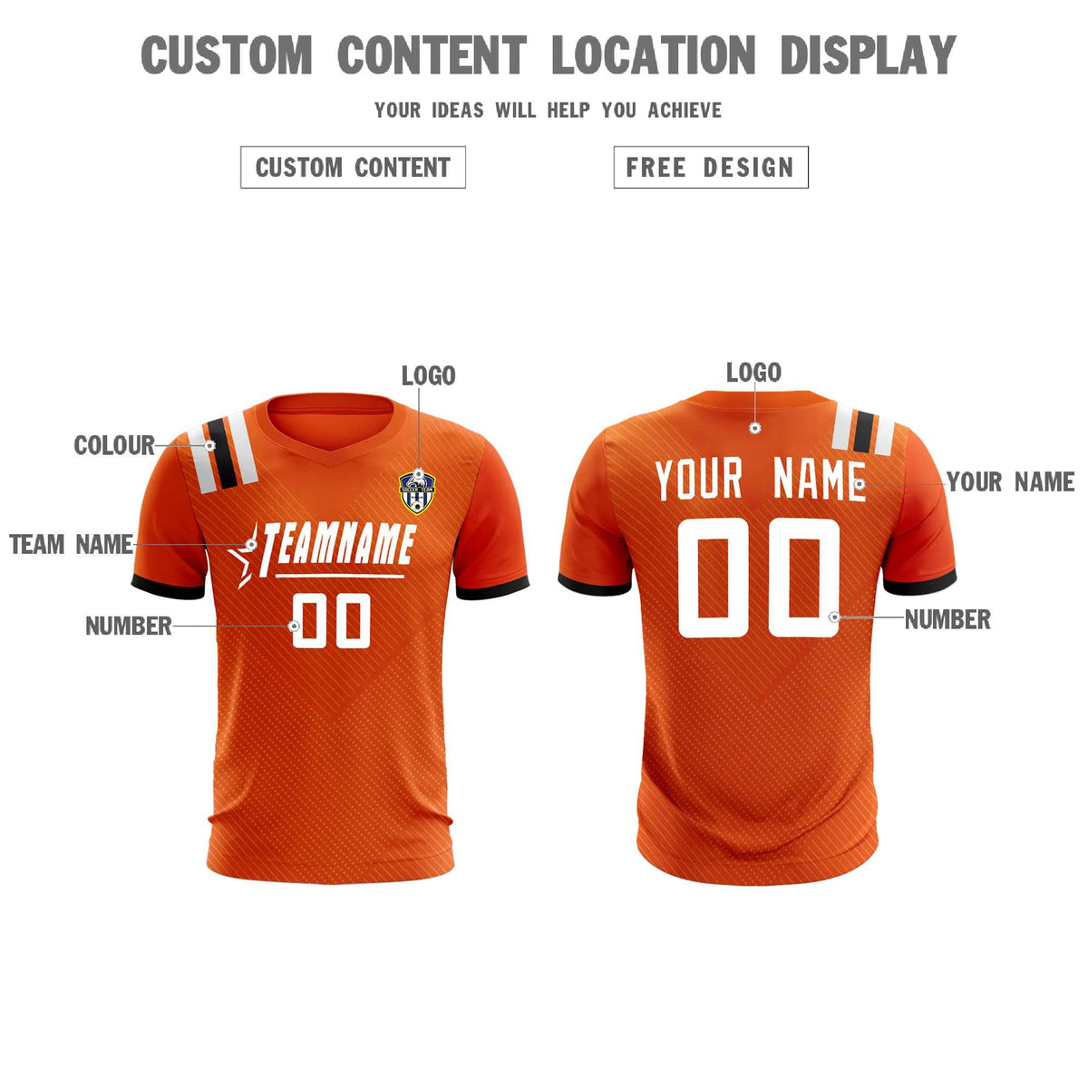 Custom Orange Striped Sportswear Football Kit Jersey For Adults