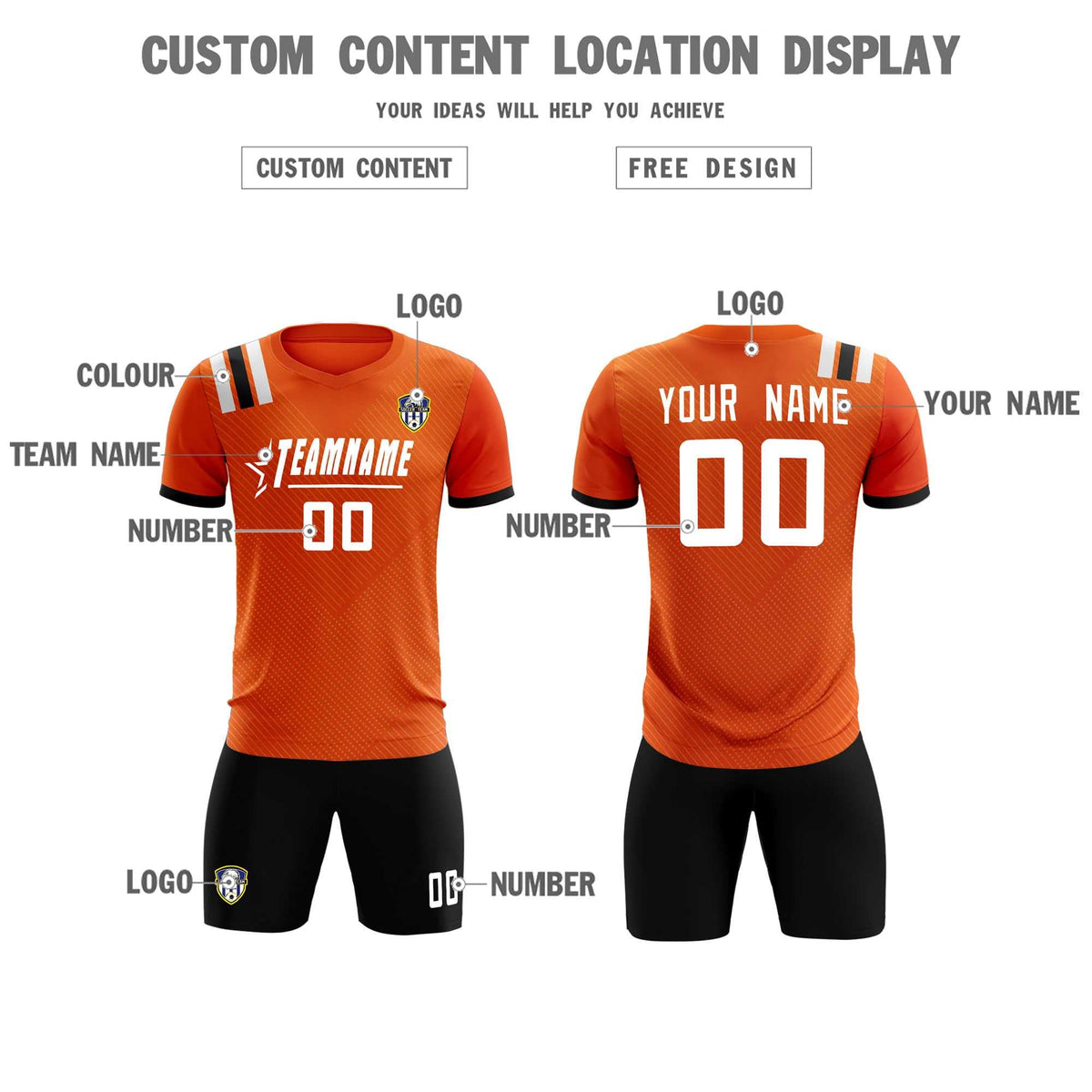 Custom Orange Striped Sportswear Football Kit Jersey For Adults
