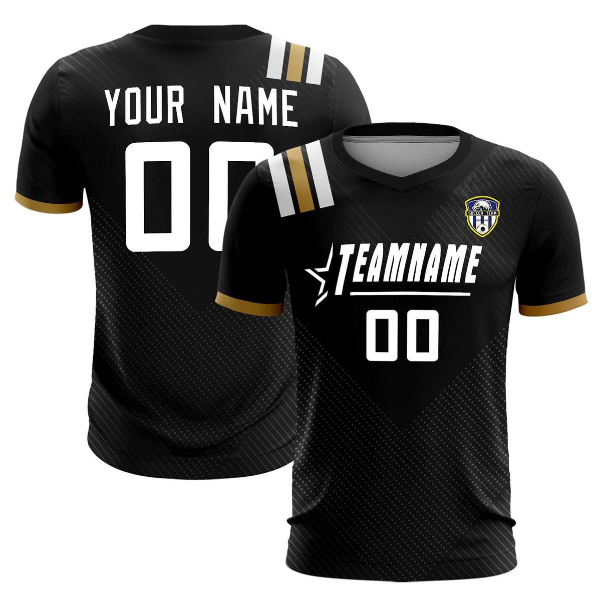 Custom Black Striped Sportswear Football Kit Jersey For Adults