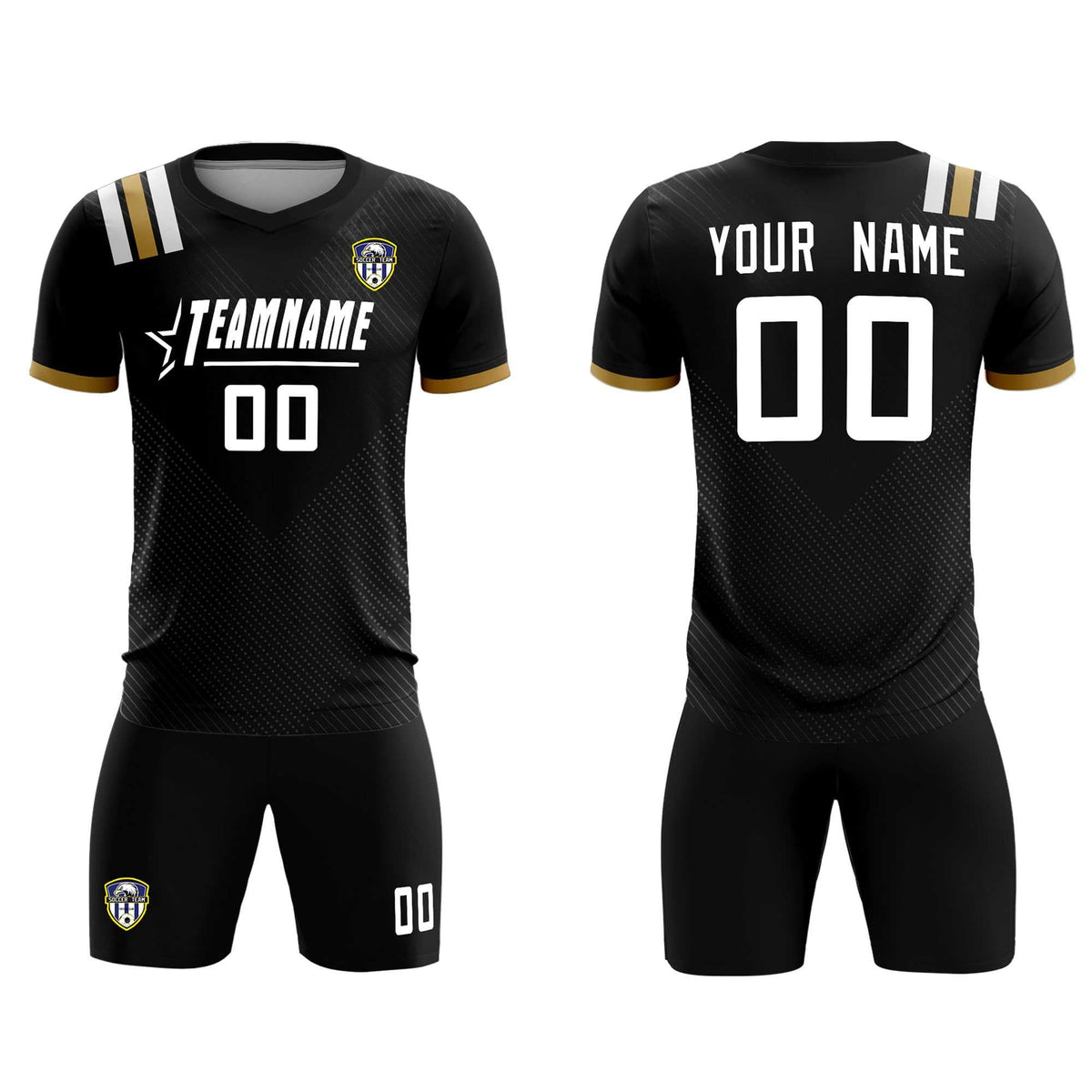 Custom Black Striped Sportswear Football Kit Jersey For Adults