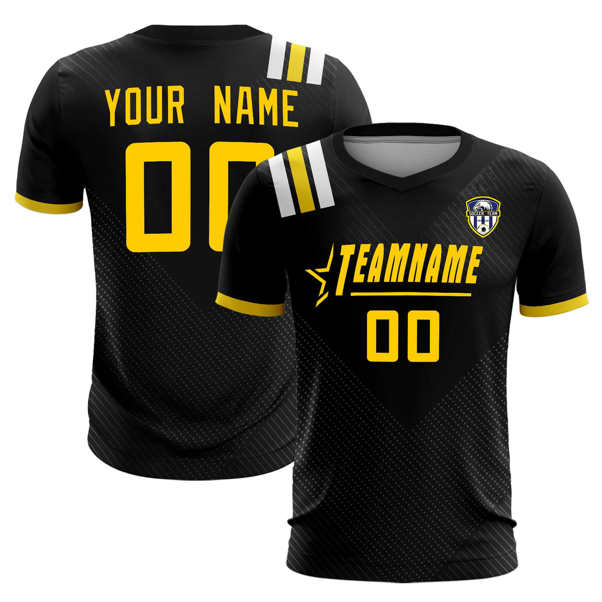 Custom Black Striped Sportswear Football Kit Jersey For Adults