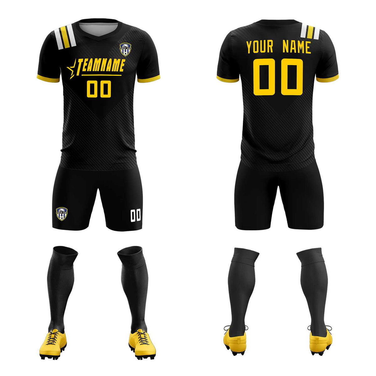 Custom Black Striped Sportswear Football Kit Jersey For Adults