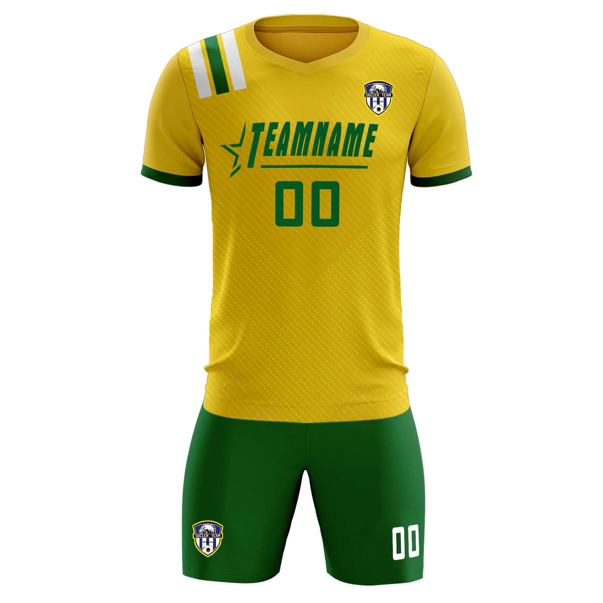 Custom Gold Striped Sportswear Football Kit Jersey For Adults