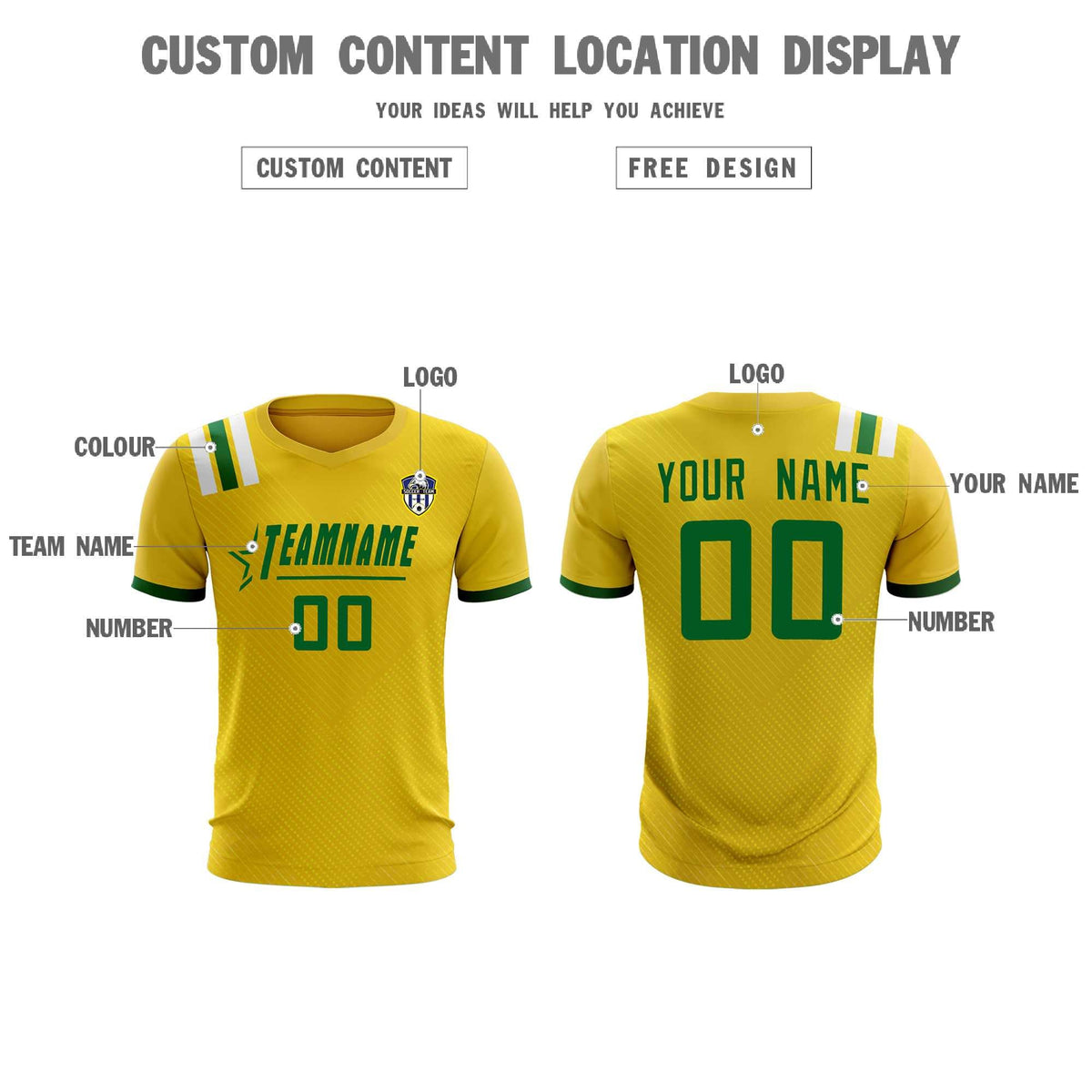 Custom Gold Striped Sportswear Football Kit Jersey For Adults