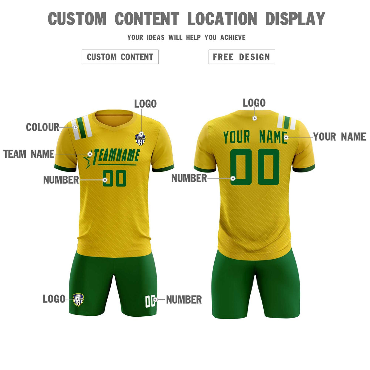 Custom Gold Striped Sportswear Football Kit Jersey For Adults
