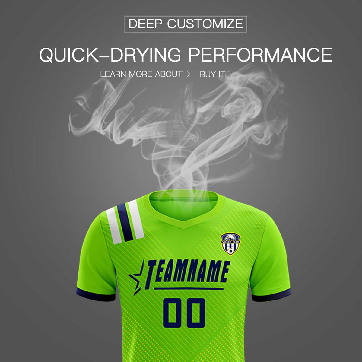 Custom Neon Green Striped Sportswear Football Kit Jersey For Adults