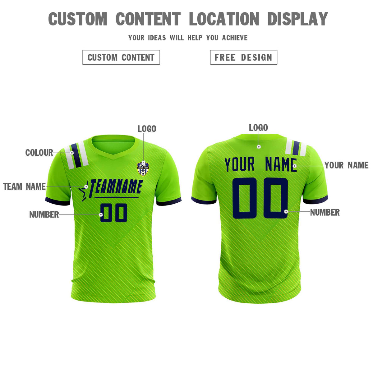 Custom Neon Green Striped Sportswear Football Kit Jersey For Adults