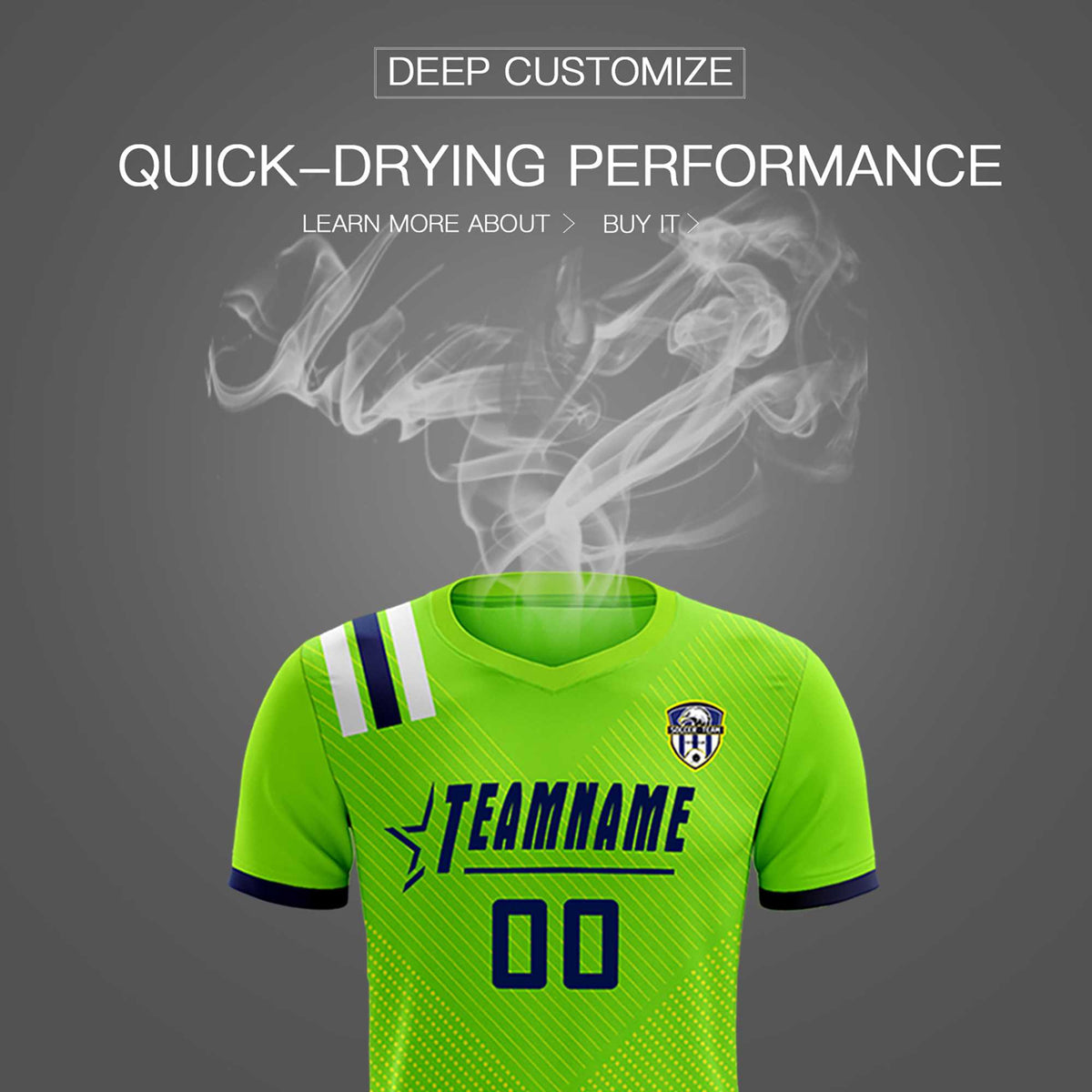 Custom Neon Green Striped Sportswear Football Kit Jersey For Adults
