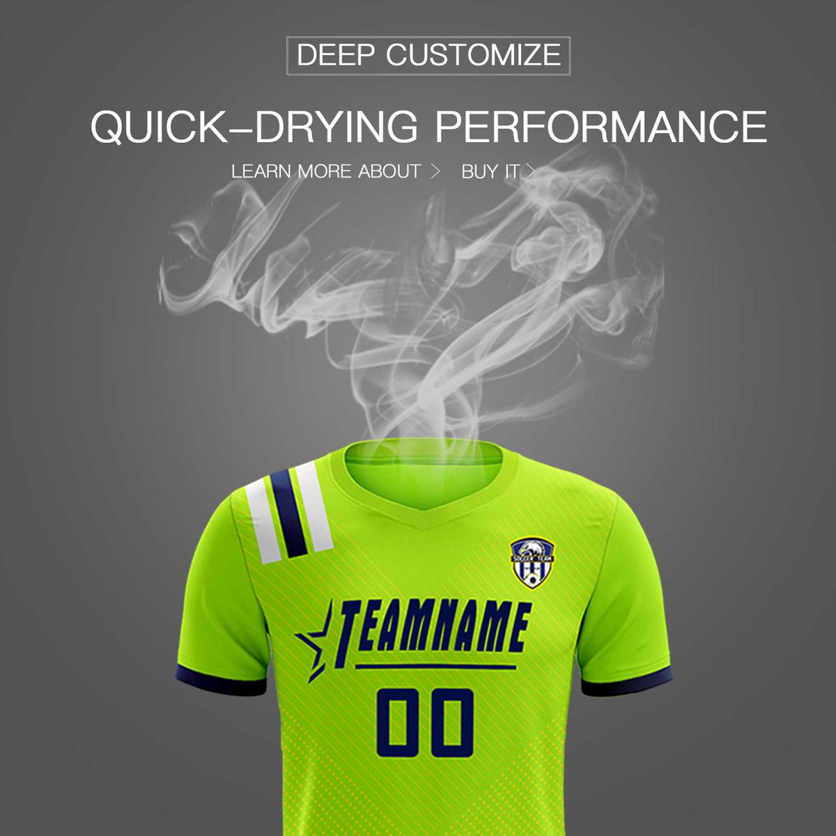 Custom Neon Green Striped Sportswear Football Kit Jersey For Adults