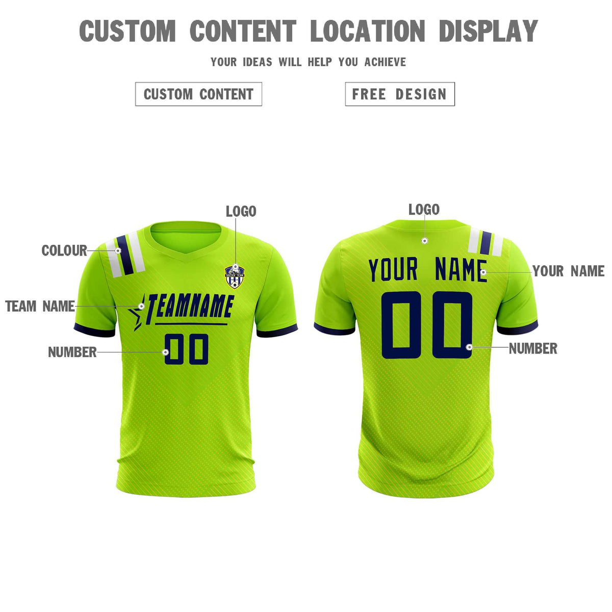 Custom Neon Green Striped Sportswear Football Kit Jersey For Adults