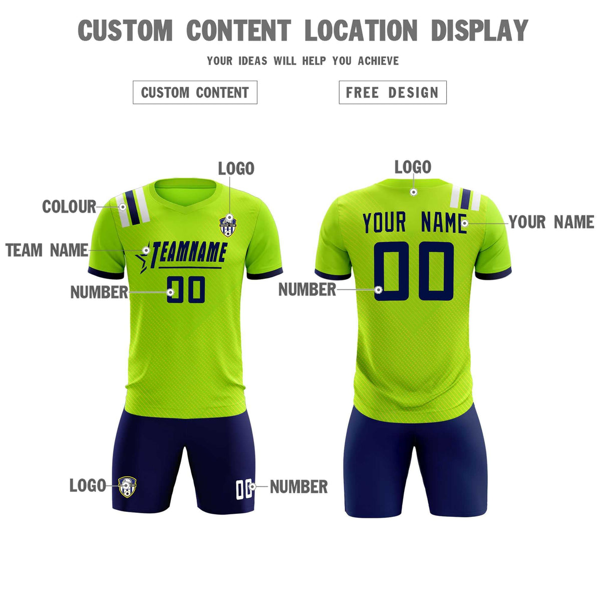 Custom Neon Green Striped Sportswear Football Kit Jersey For Adults