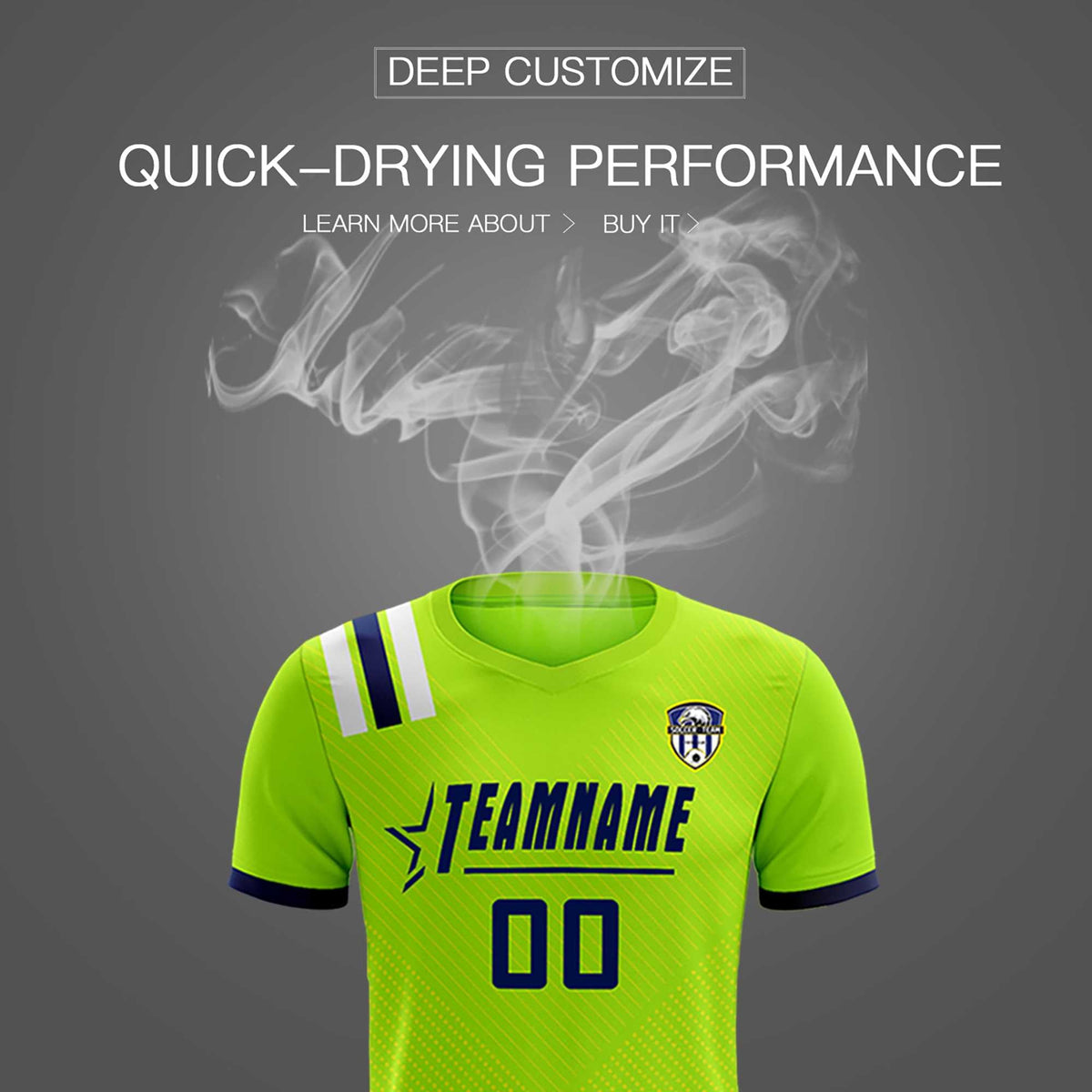 Custom Neon Green Striped Sportswear Football Kit Jersey For Adults