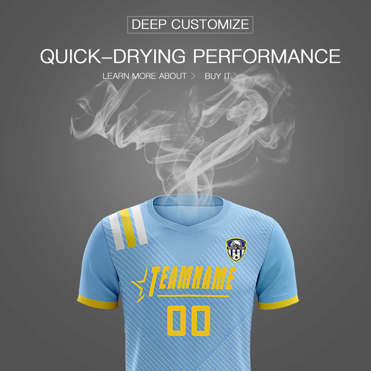 Custom Light Blue Striped Sportswear Football Kit Jersey For Adults