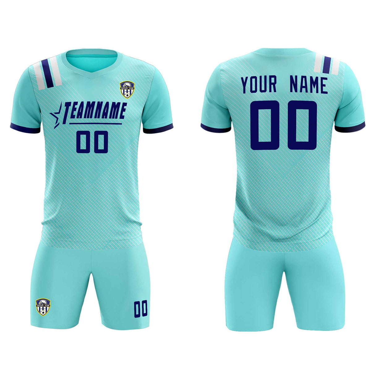 Custom Sky Blue Striped Sportswear Football Kit Jersey For Adults