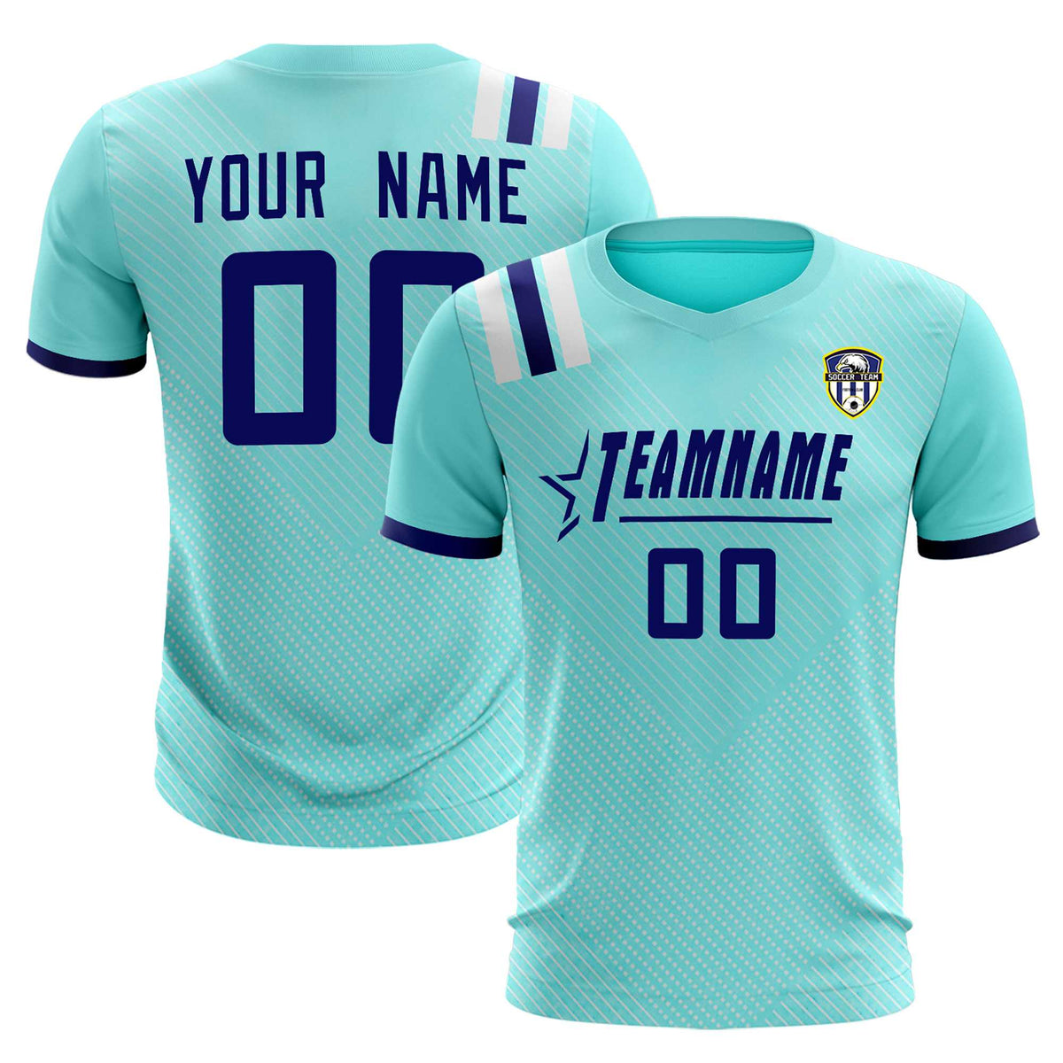 Custom Sky Blue Striped Sportswear Football Kit Jersey For Adults