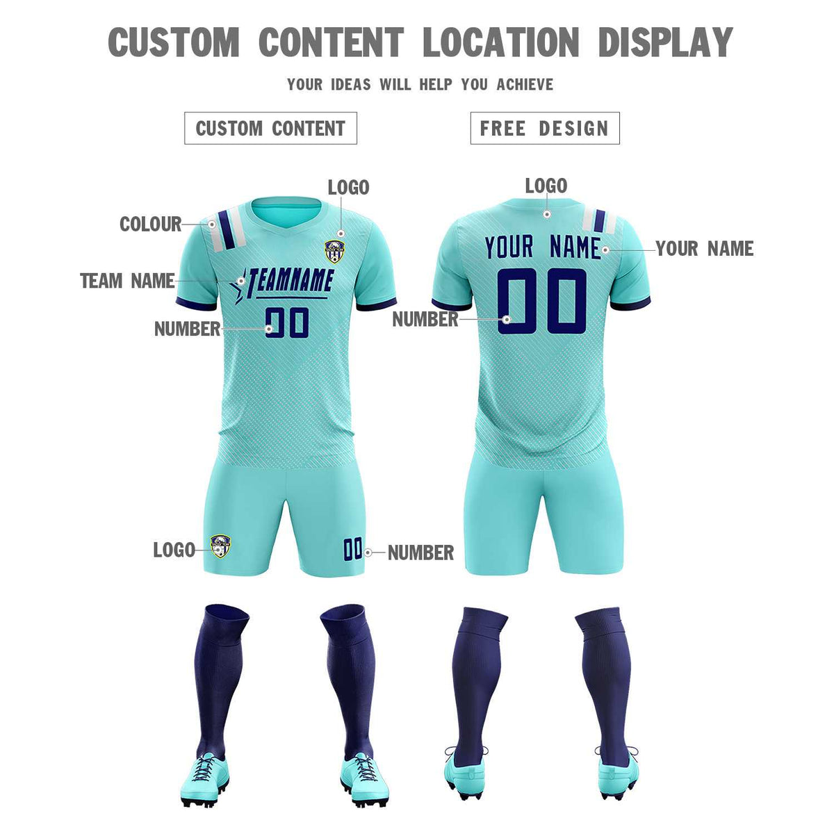 Custom Sky Blue Striped Sportswear Football Kit Jersey For Adults