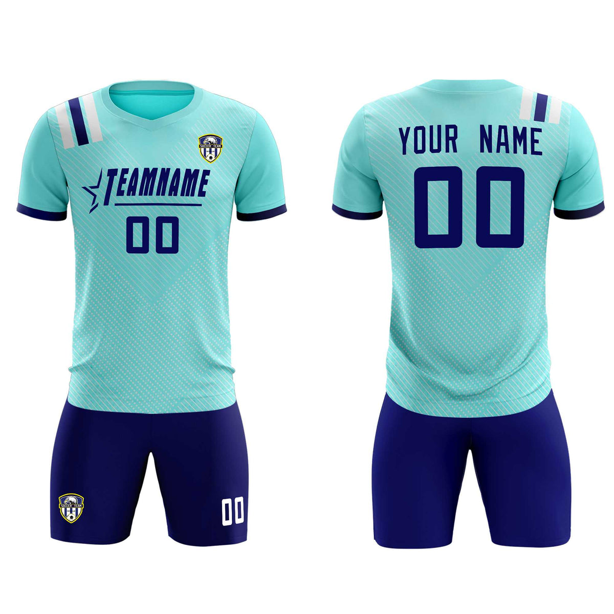 Custom Sky Blue Striped Sportswear Football Kit Jersey For Adults