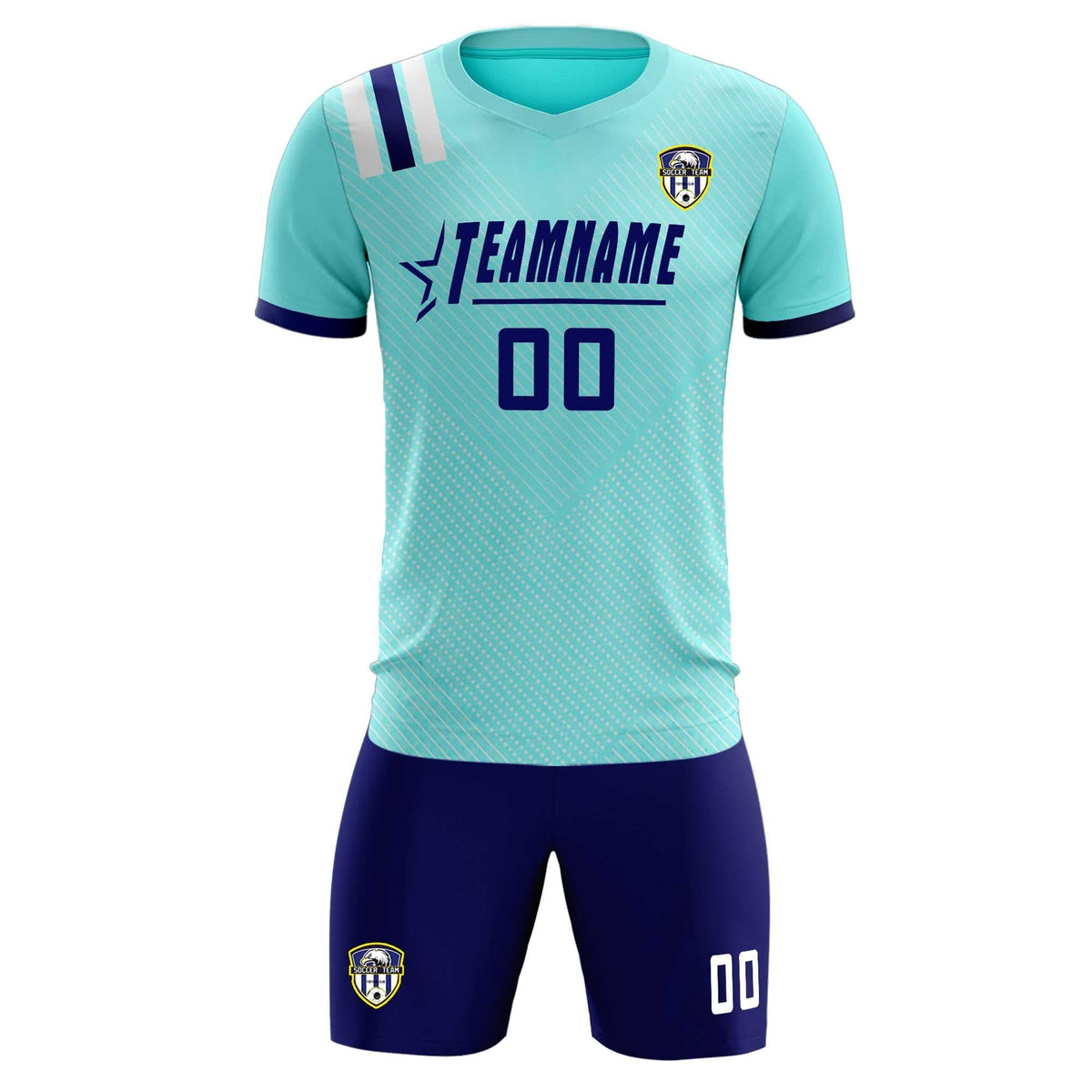 Custom Sky Blue Striped Sportswear Football Kit Jersey For Adults