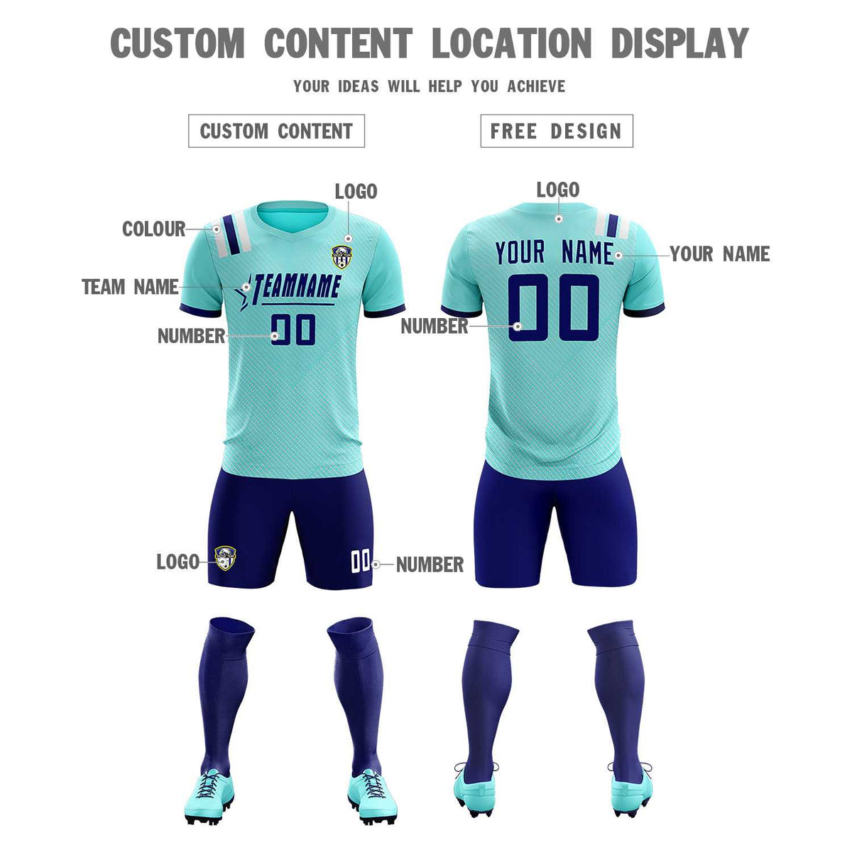 Custom Sky Blue Striped Sportswear Football Kit Jersey For Adults