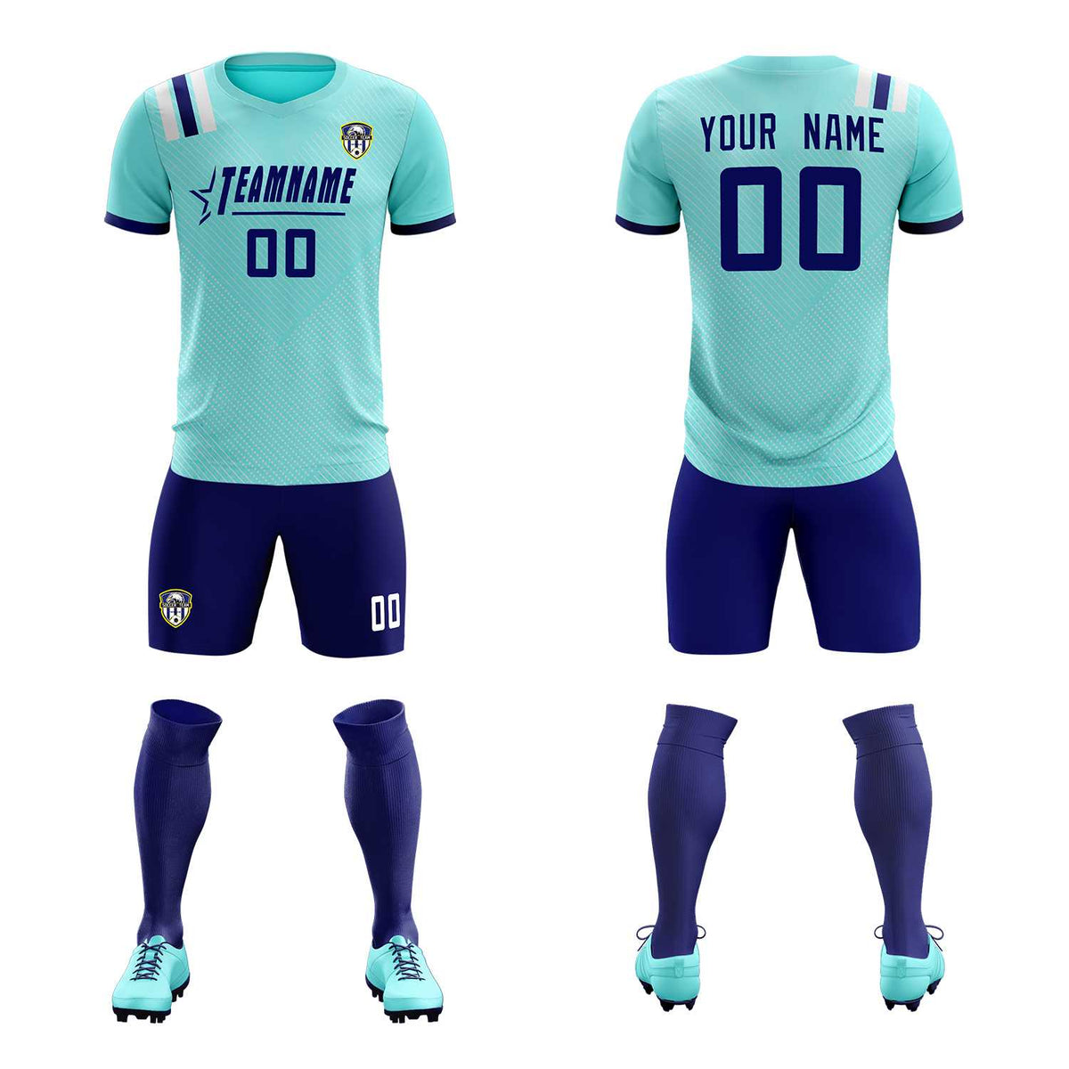 Custom Sky Blue Striped Sportswear Football Kit Jersey For Adults