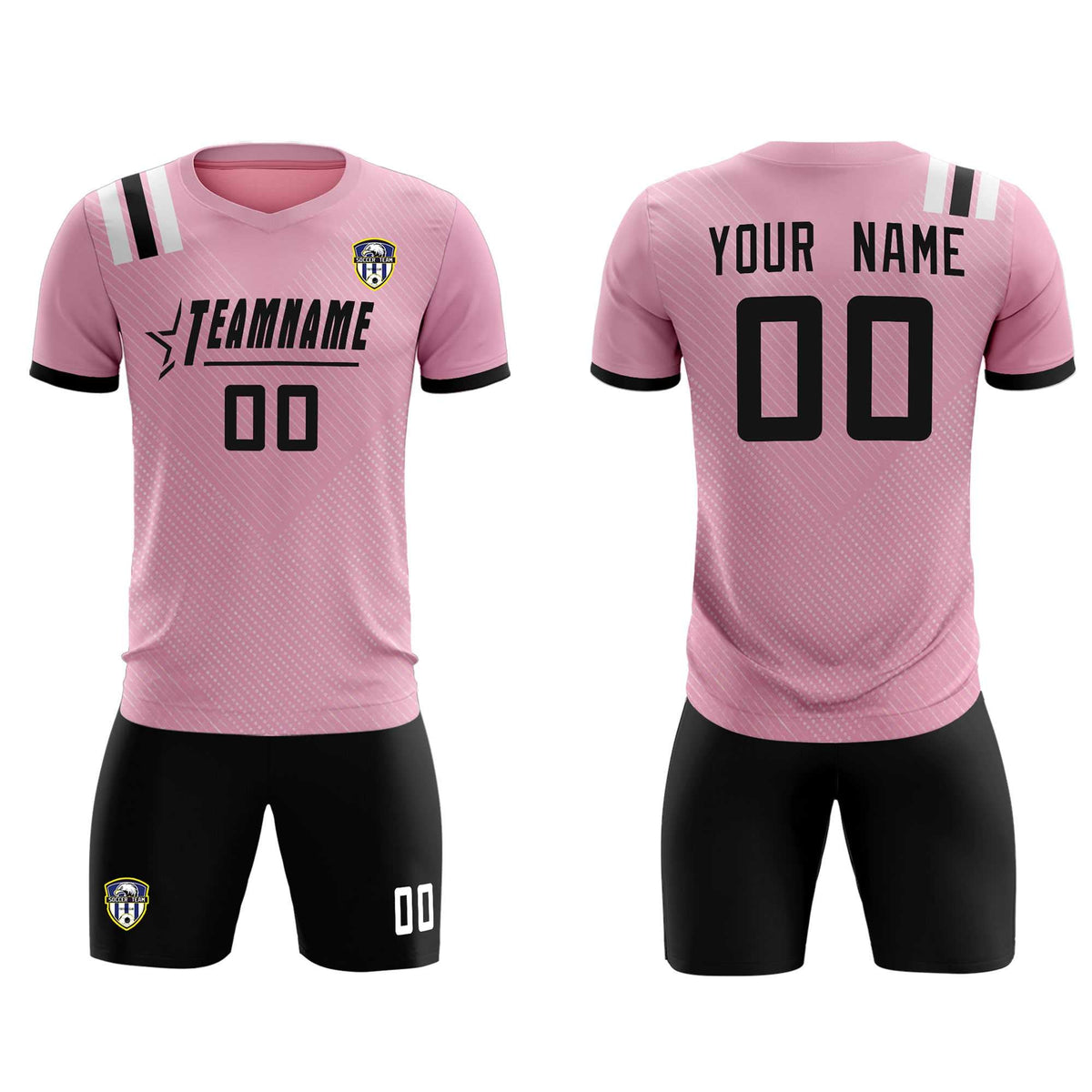 Custom Pink Striped Sportswear Football Kit Jersey For Adults
