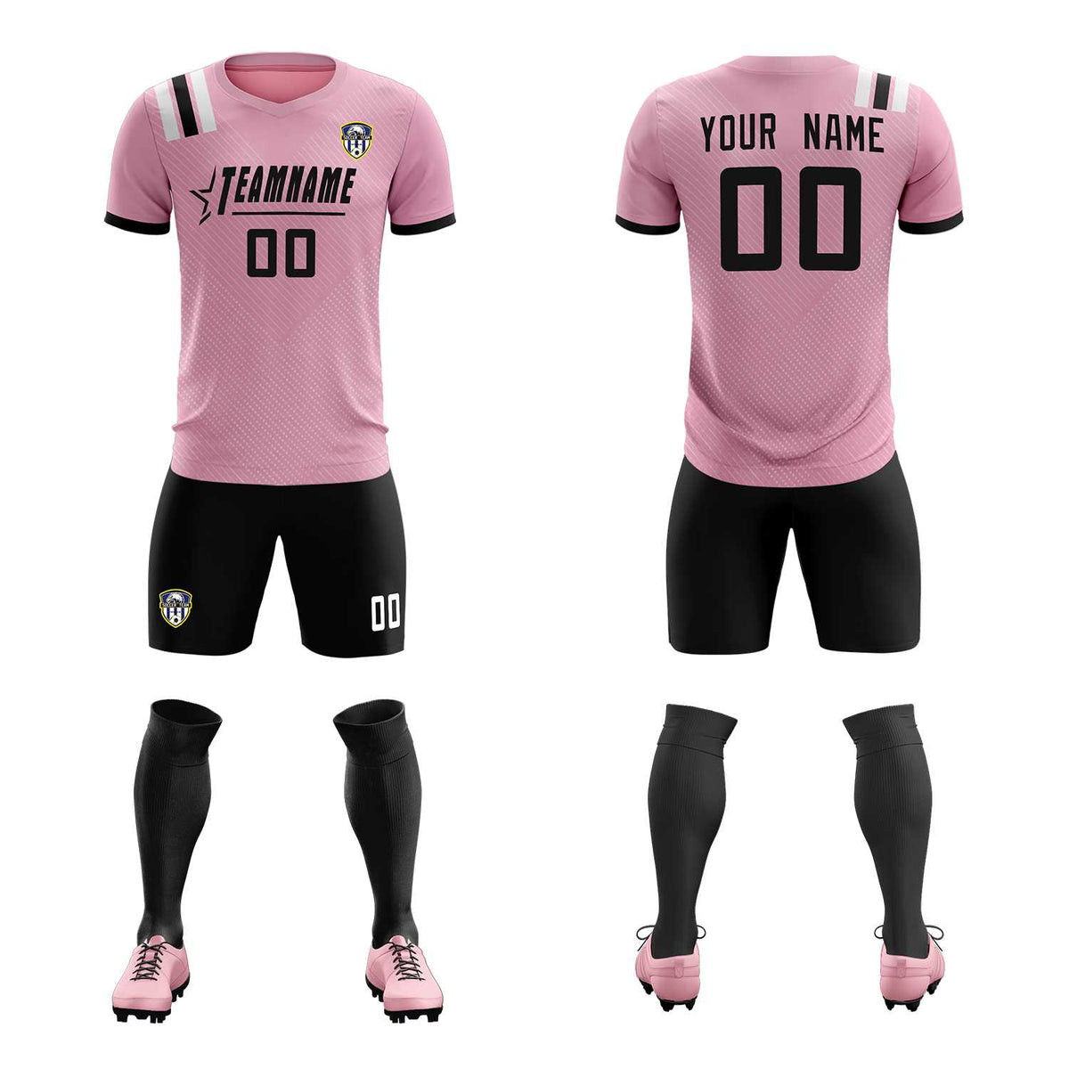 Custom Pink Striped Sportswear Football Kit Jersey For Adults