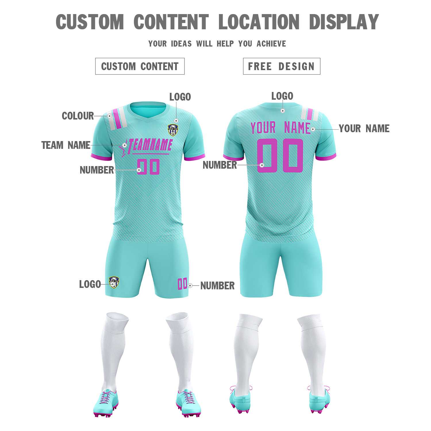 Custom Light Blue Striped Sportswear Football Kit Jersey For Adults