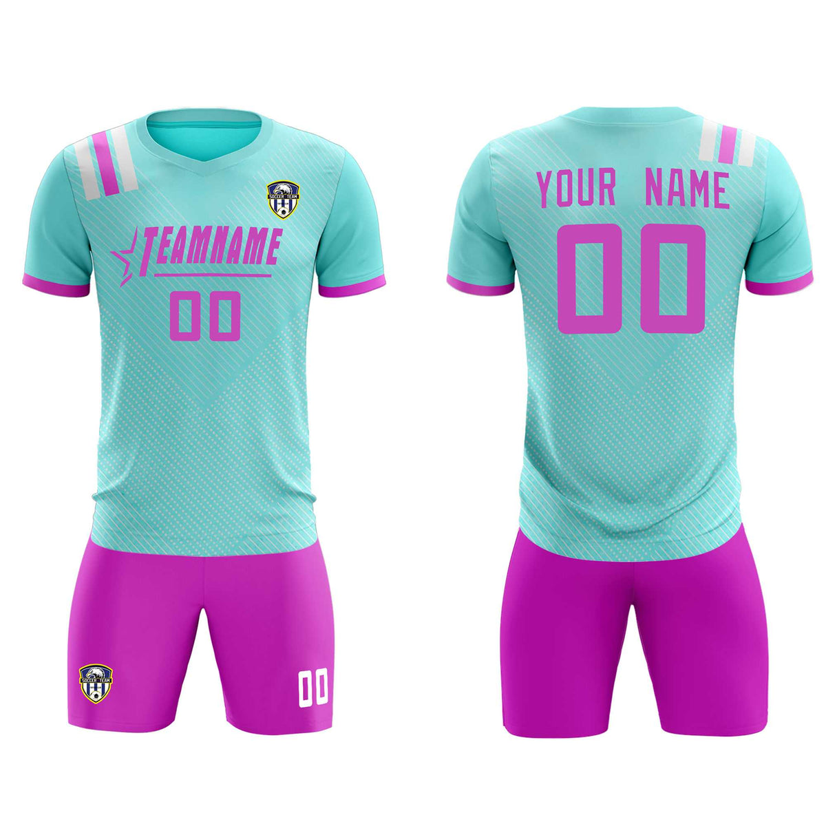 Custom Light Blue Striped Sportswear Football Kit Jersey For Adults