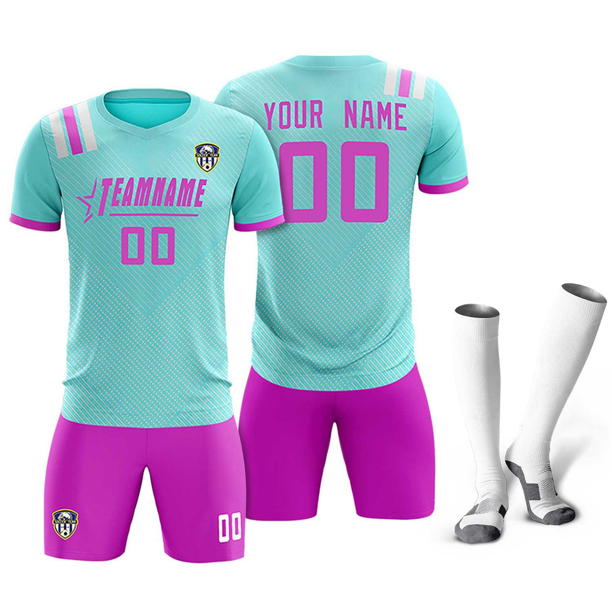 Custom Light Blue Striped Sportswear Football Kit Jersey For Adults