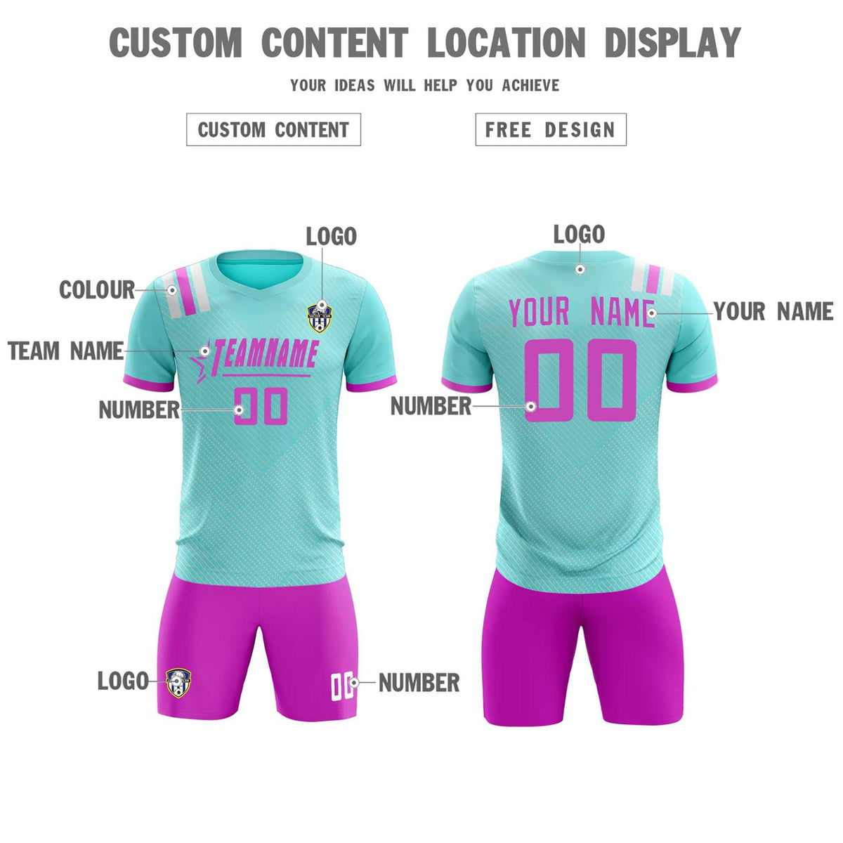 Custom Light Blue Striped Sportswear Football Kit Jersey For Adults
