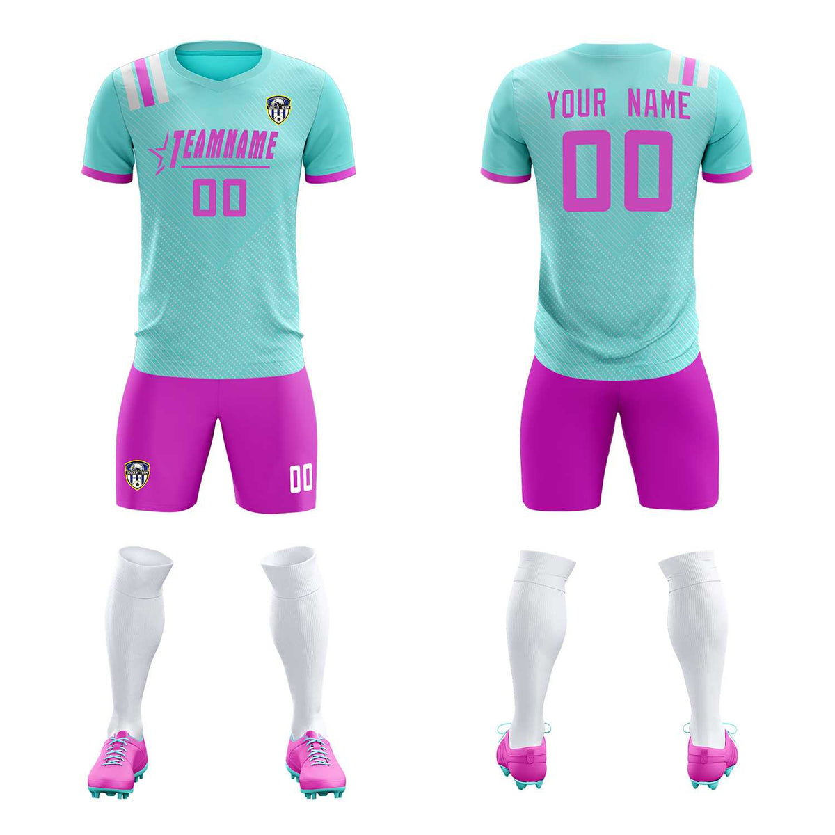 Custom Light Blue Striped Sportswear Football Kit Jersey For Adults