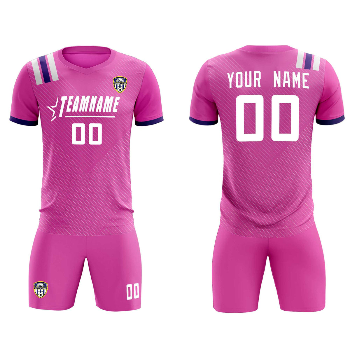 Custom Light Red Striped Sportswear Football Kit Jersey For Adults