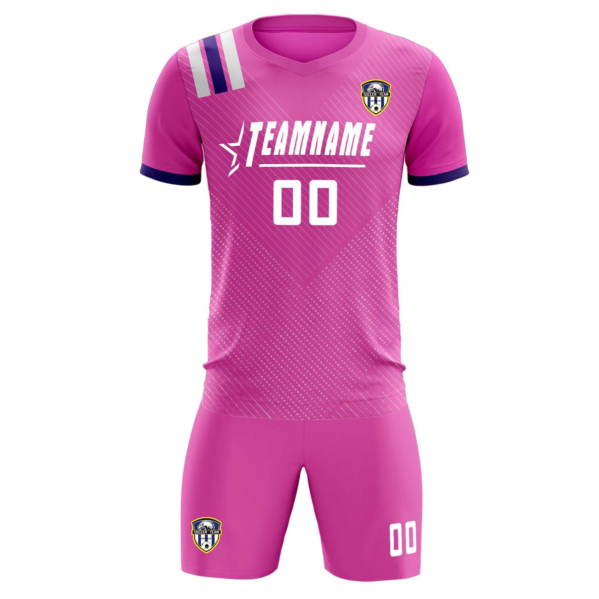 Custom Light Red Striped Sportswear Football Kit Jersey For Adults