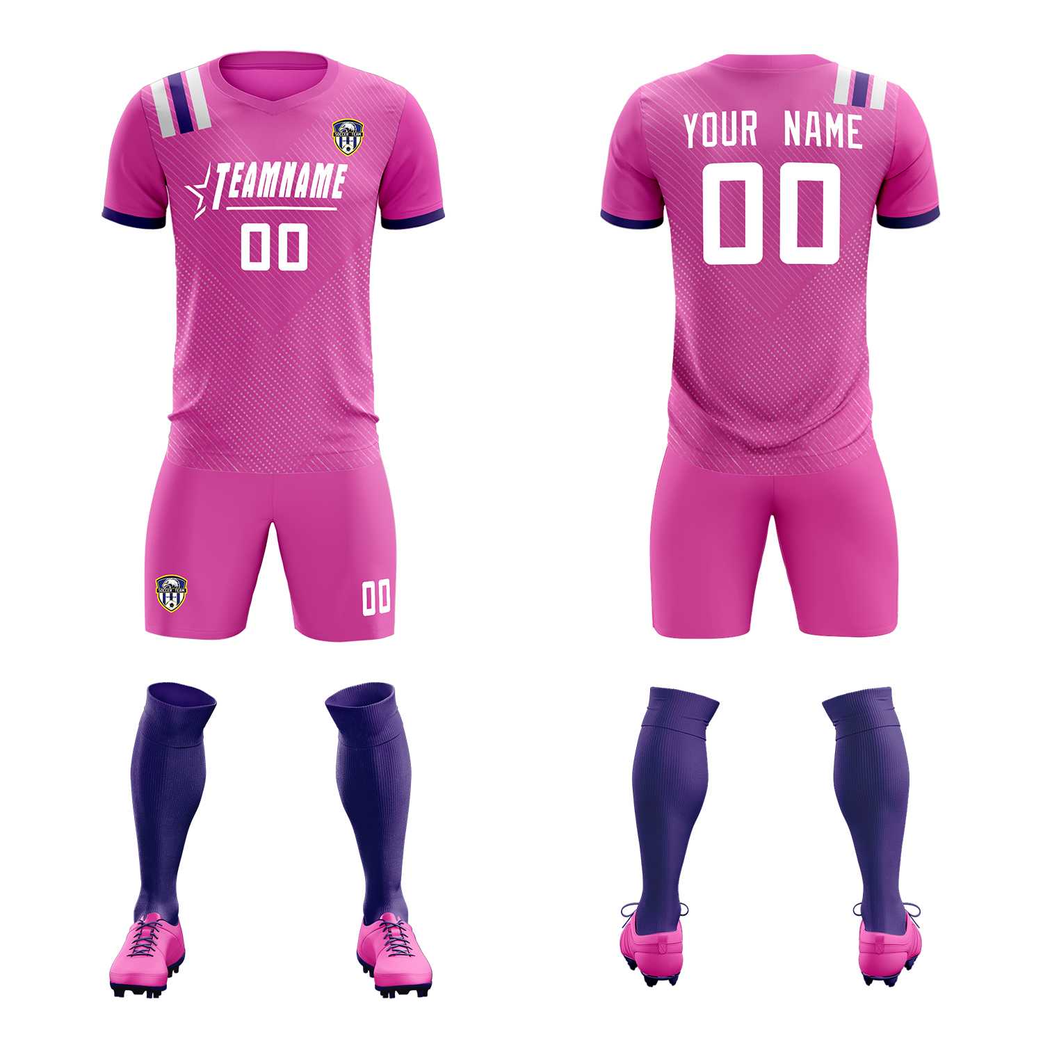 Custom Light Red Striped Sportswear Football Kit Jersey For Adults