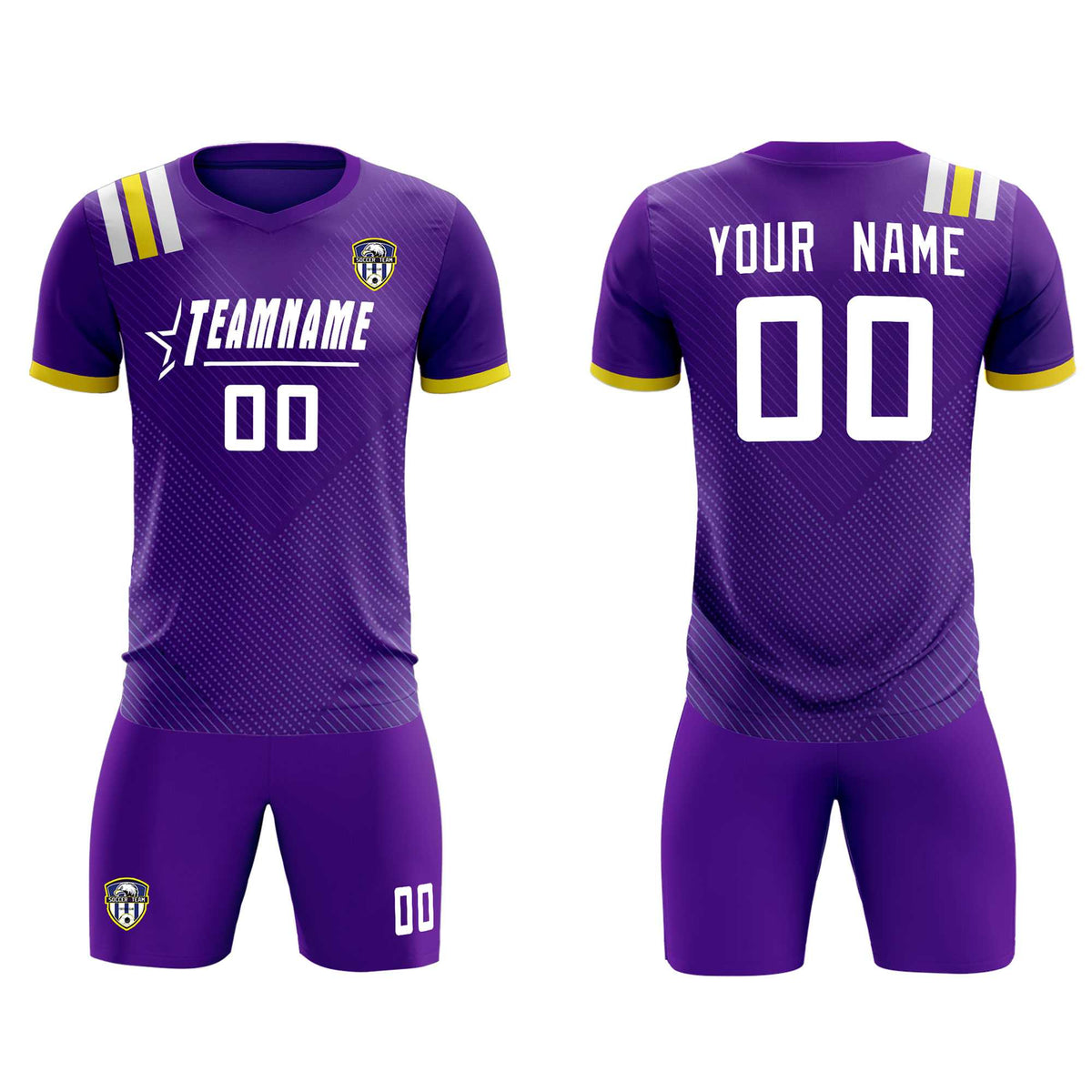 Custom Purple Striped Sportswear Football Kit Jersey For Adults