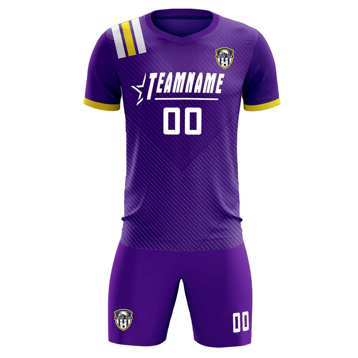Custom Purple Striped Sportswear Football Kit Jersey For Adults