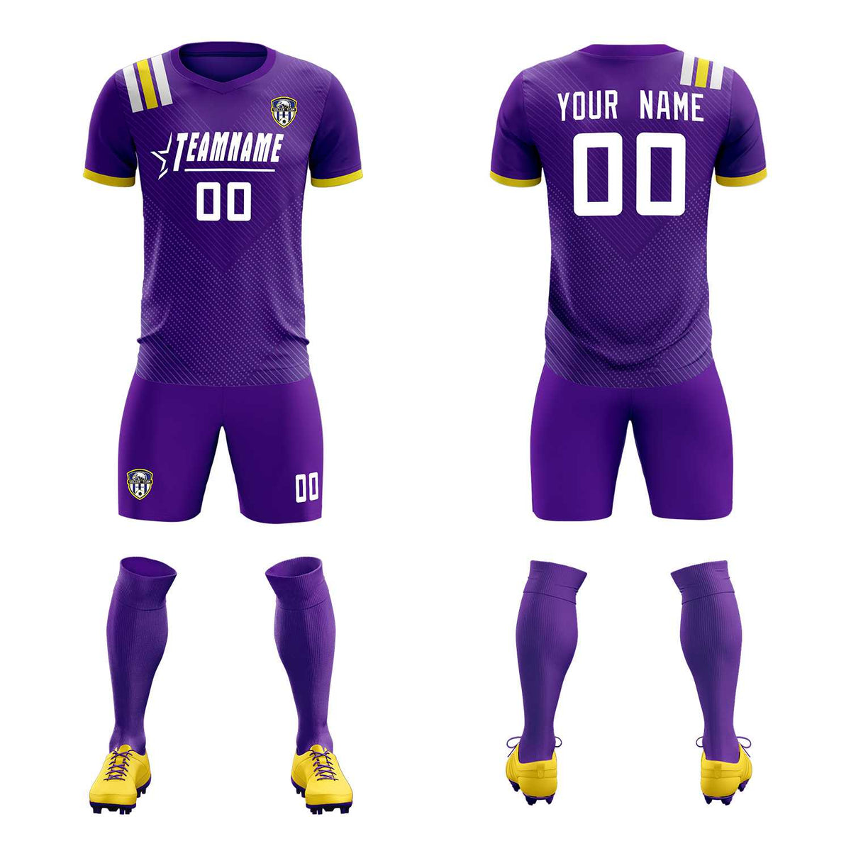 Custom Purple Striped Sportswear Football Kit Jersey For Adults