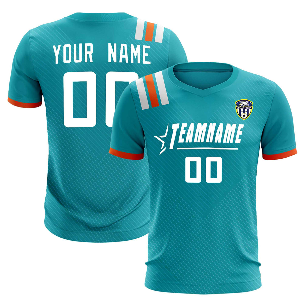 Custom Aqua Striped Sportswear Football Kit Jersey For Adults