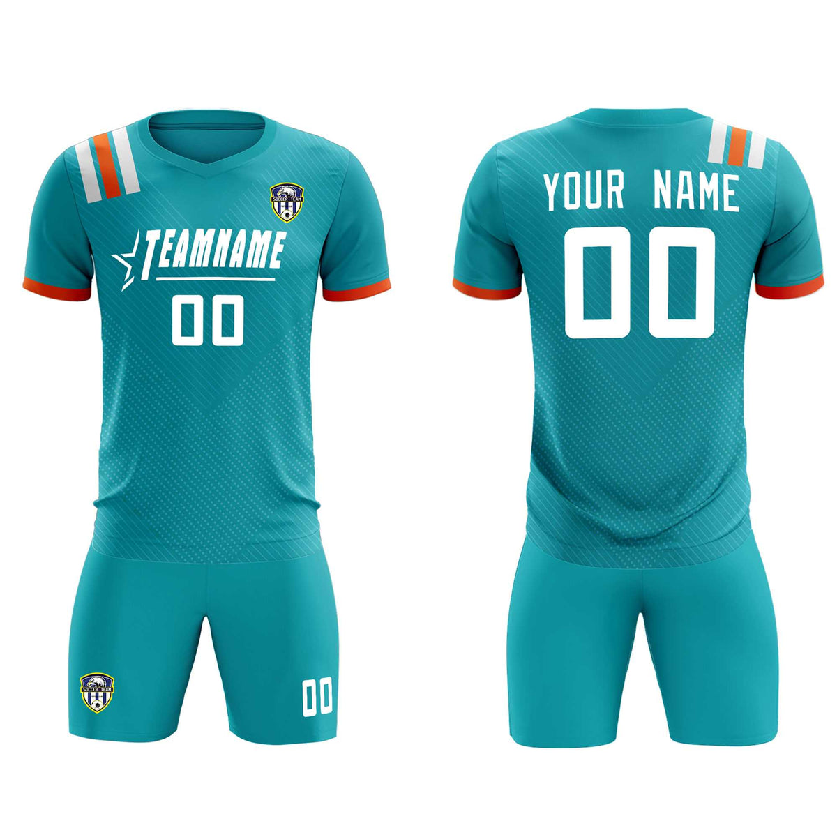 Custom Aqua Striped Sportswear Football Kit Jersey For Adults