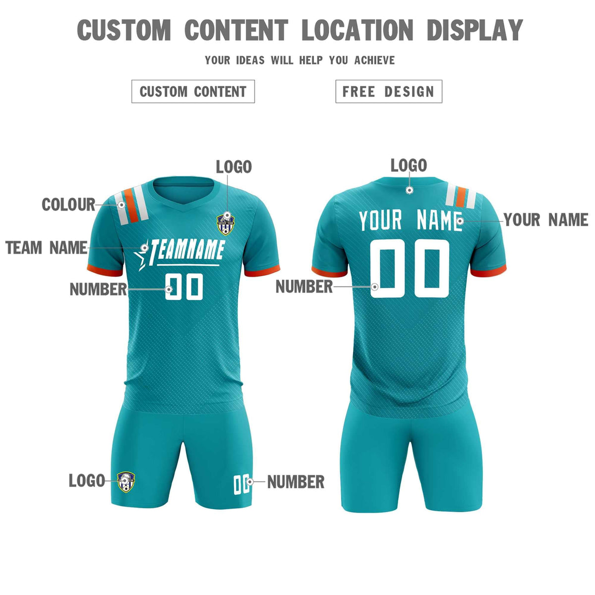 Custom Aqua Striped Sportswear Football Kit Jersey For Adults
