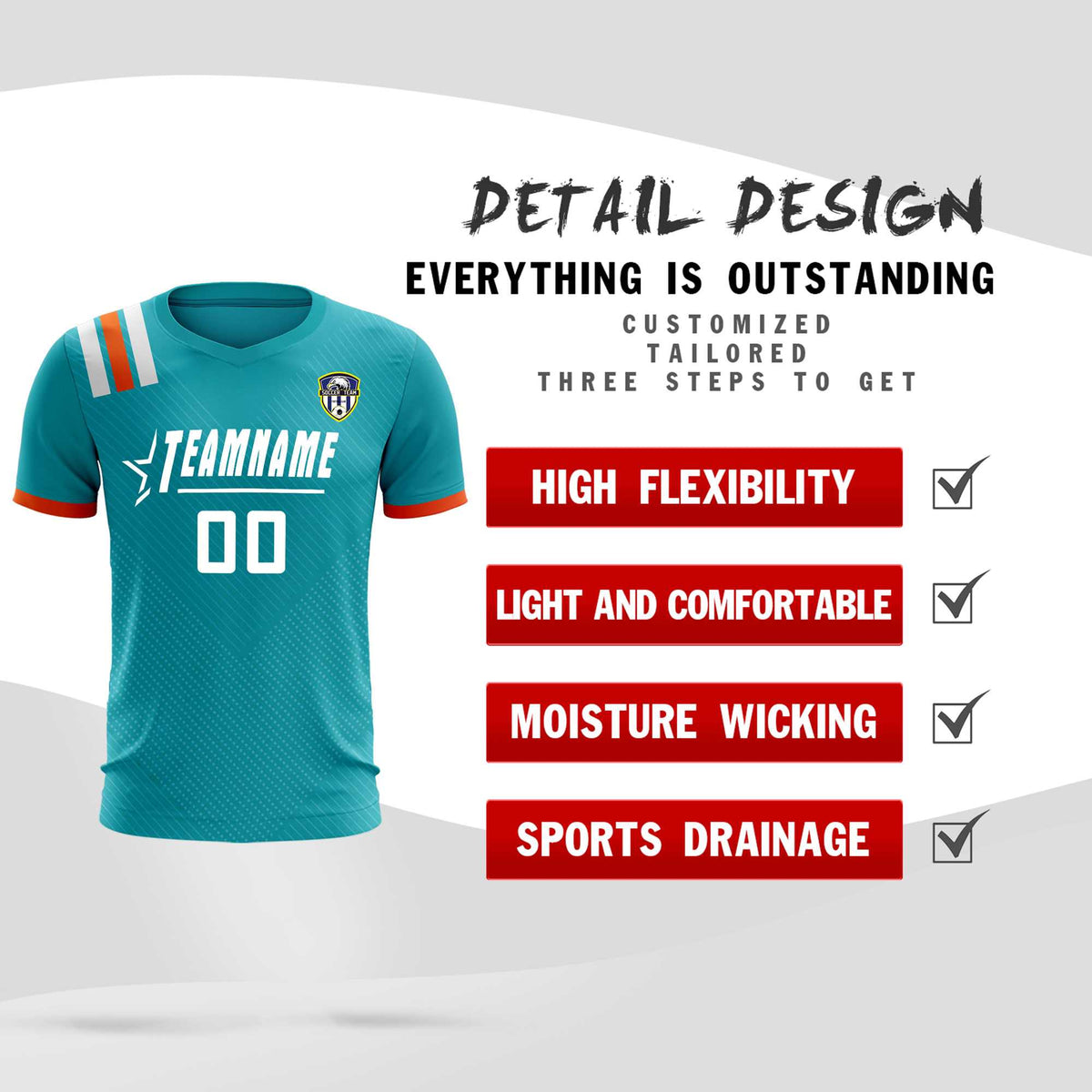 Custom Aqua Striped Sportswear Football Kit Jersey For Adults