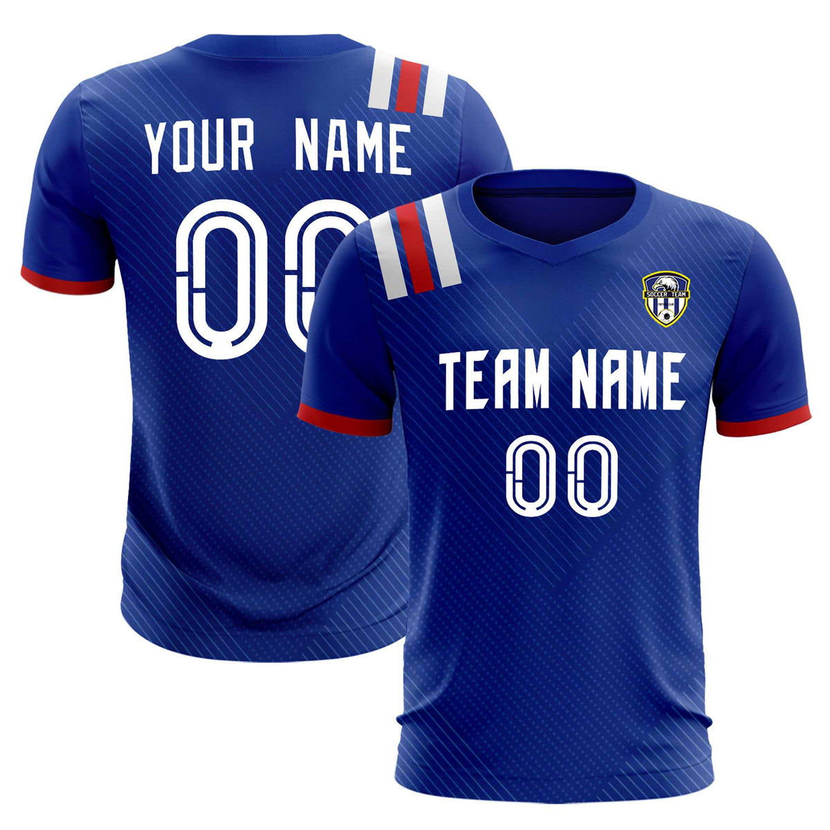 Custom Royal Striped Sportswear Football Kit Jersey For Adults