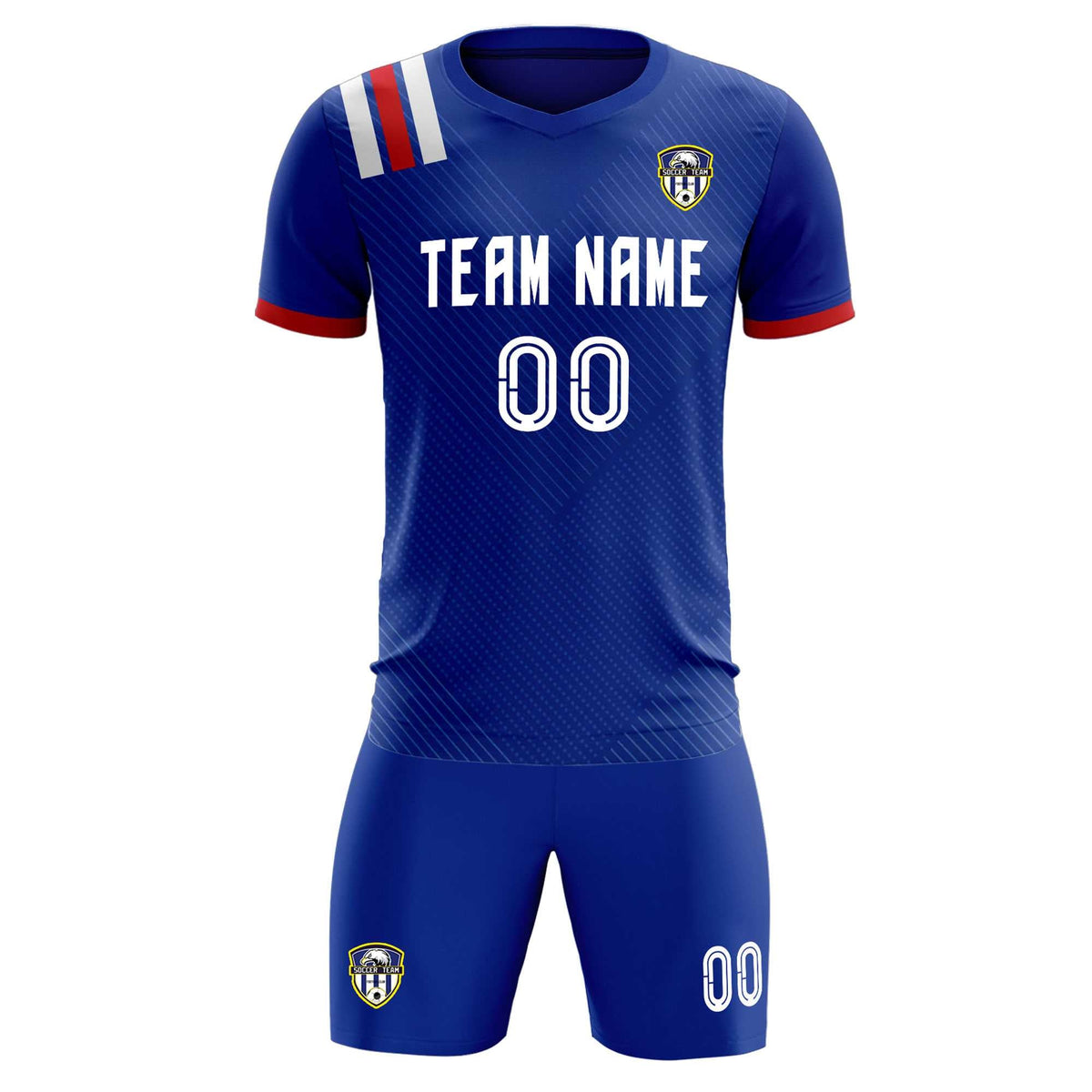 Custom Royal Striped Sportswear Football Kit Jersey For Adults