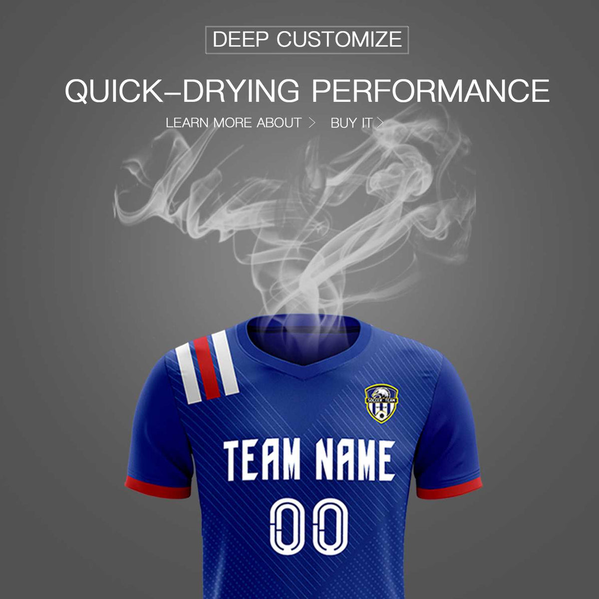 Custom Royal Striped Sportswear Football Kit Jersey For Adults