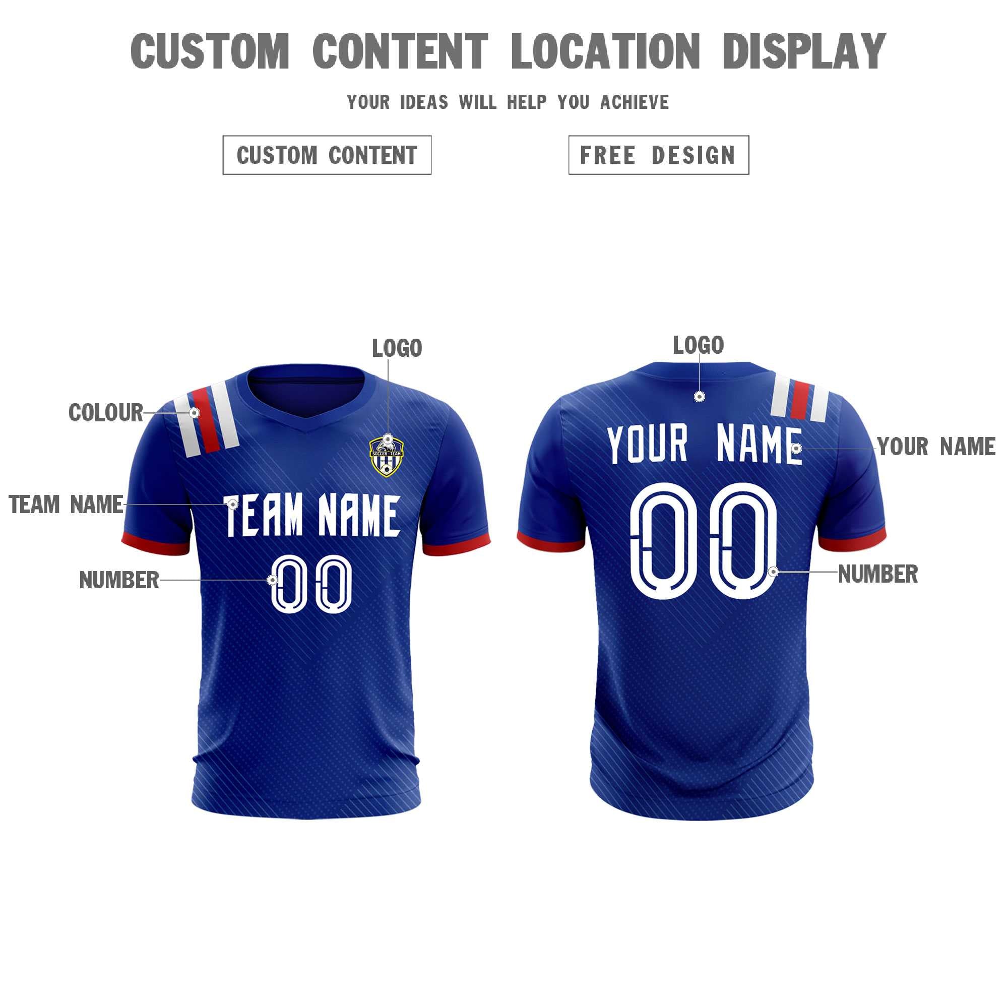 Custom Royal Striped Sportswear Football Kit Jersey For Adults
