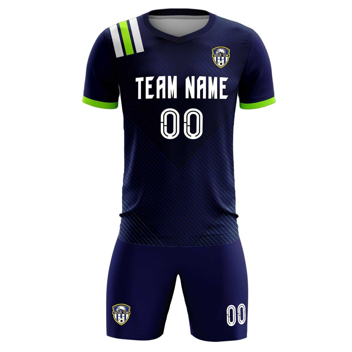 Custom Navy Striped Sportswear Football Kit Jersey For Adults