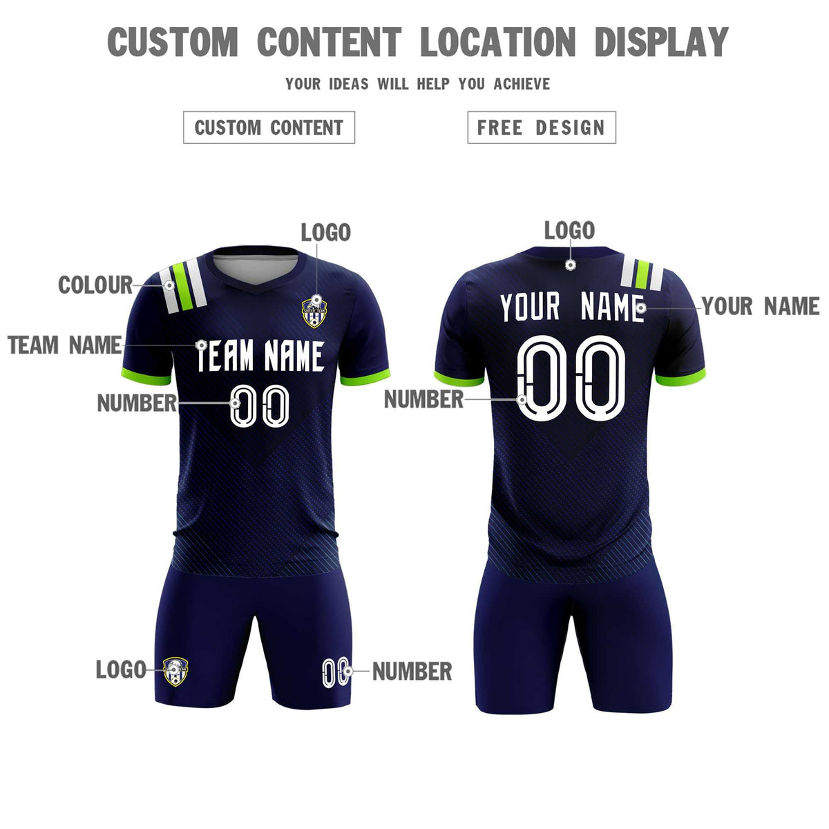 Custom Navy Striped Sportswear Football Kit Jersey For Adults