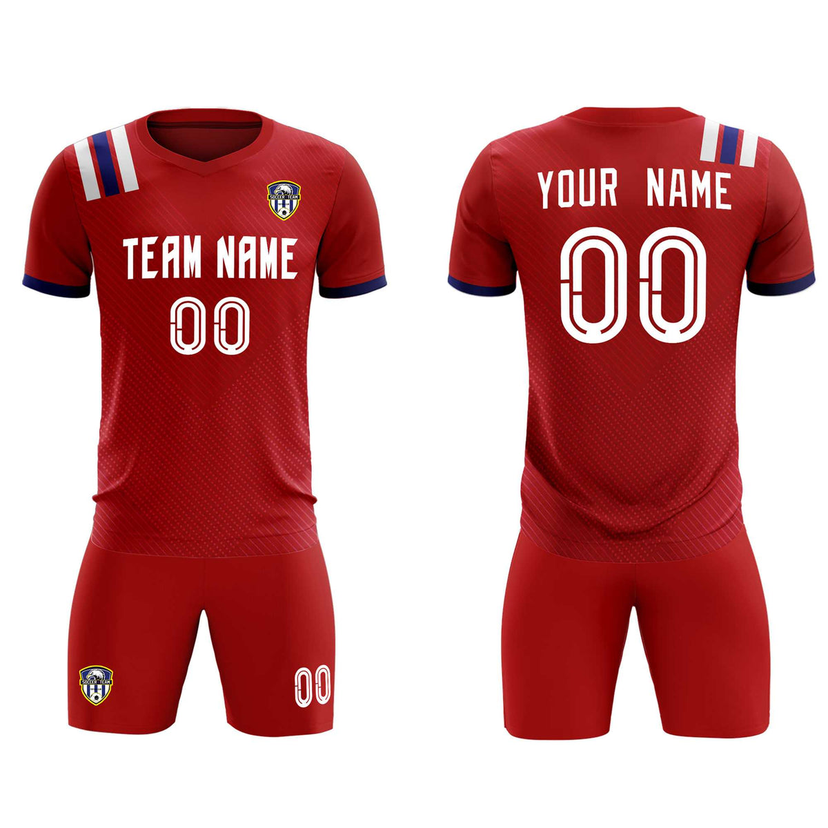Custom Red Striped Sportswear Football Kit Jersey For Adults