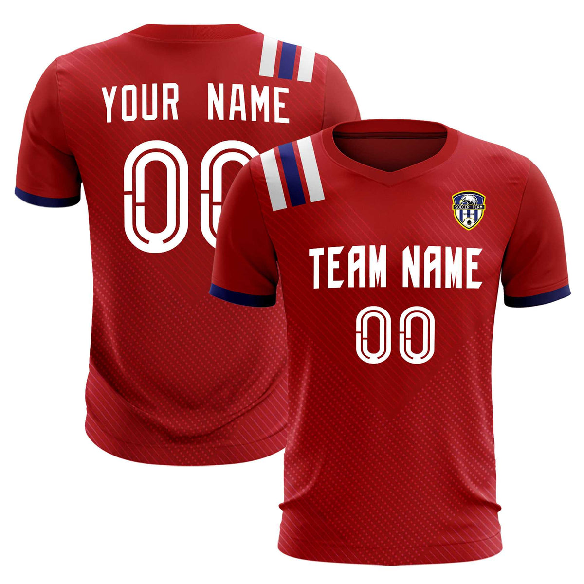 Custom Red Striped Sportswear Football Kit Jersey For Adults